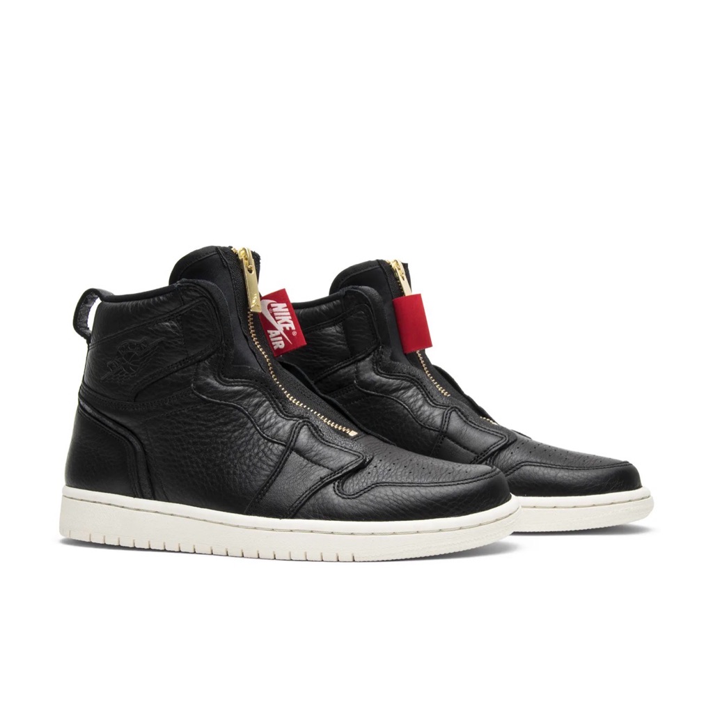 Nwt Nike Air Jordan 1 Black Zip-Front High Top Sneakers